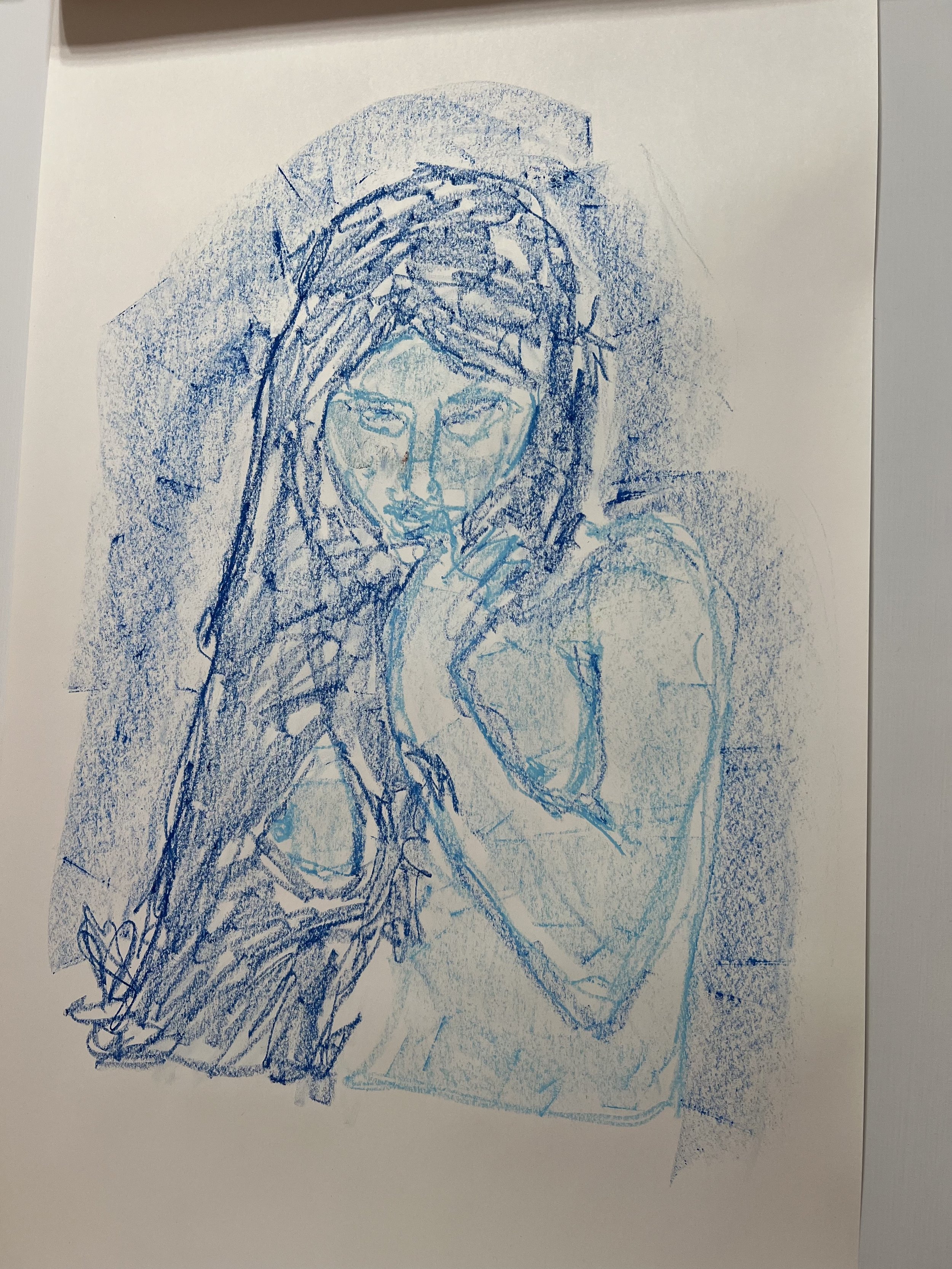 call me in the morning, oil pastel on paper