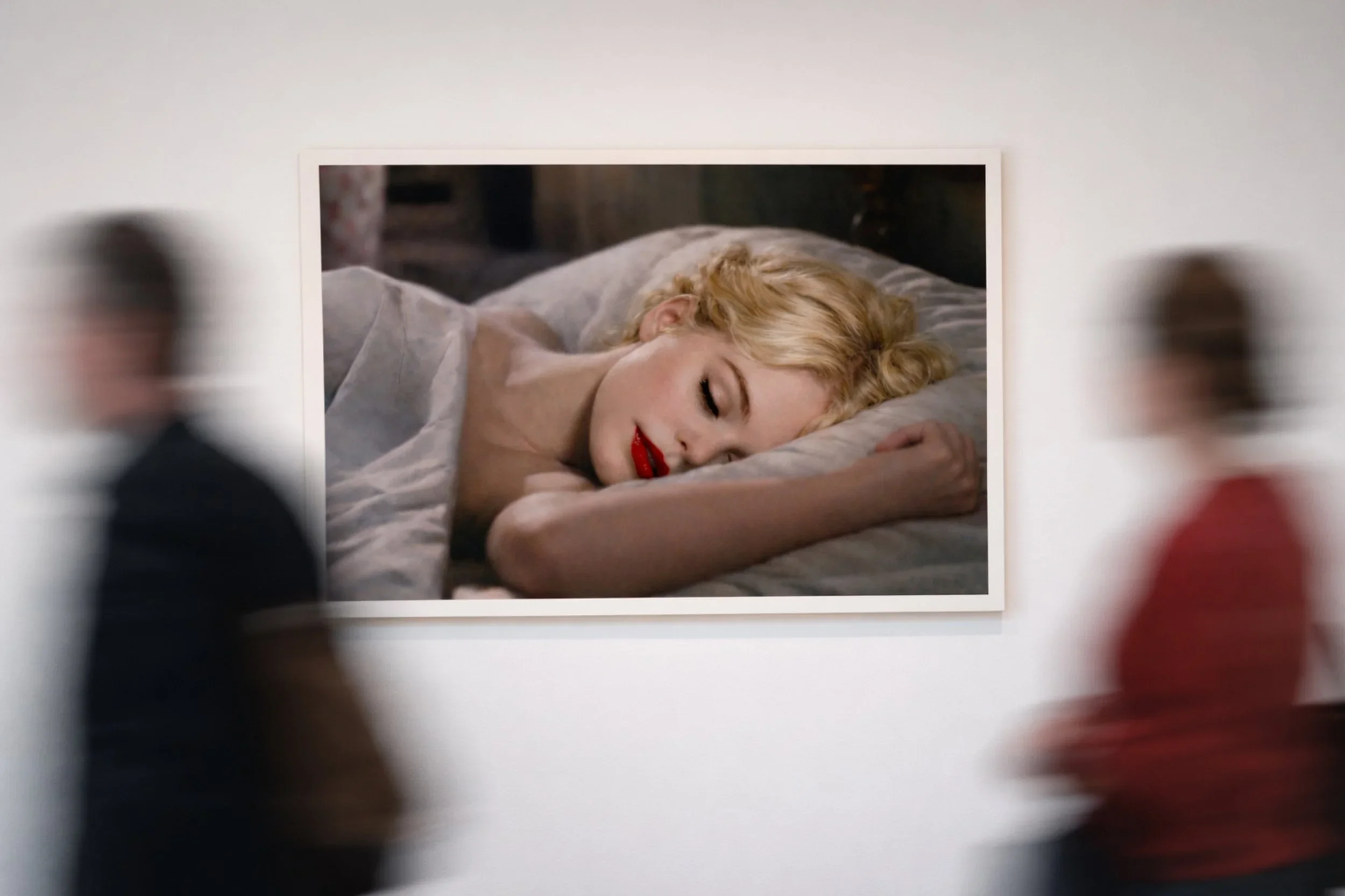 Framed installation view of the Sleeping Girl by Tyler Shields for Sale at 1905 Contemporary