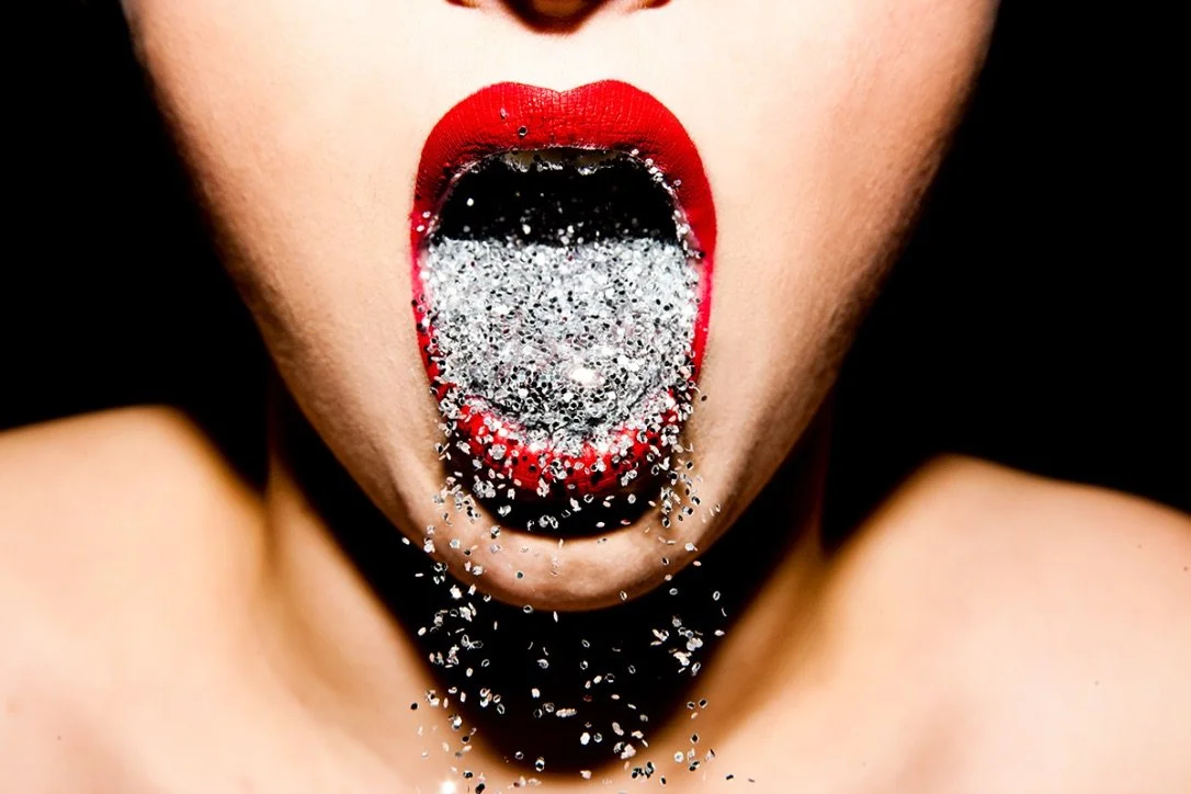 Glitter Mouth by Tyler Shields, a striking photograph focused on texture, glamour, and detail.