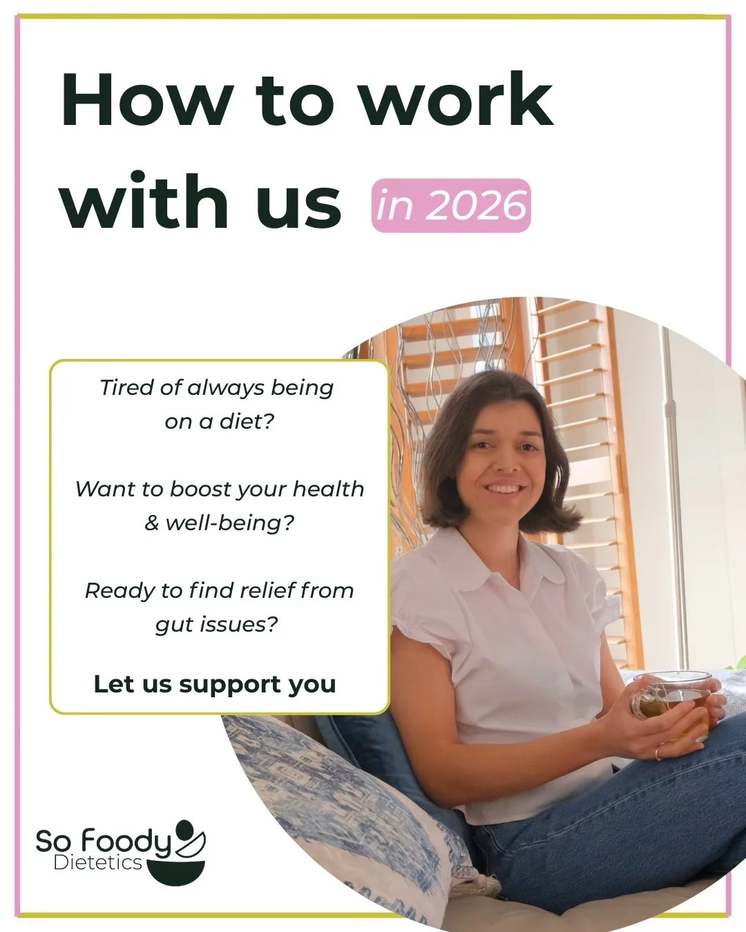 Ready to feel healthier in 2026? 
Let&rsquo;s start working together! 🥳
With all of the diet culture BS flooding your feed this is the perfect time to invest in yourself and work with a Non-Dietitian. 
I help people like you reach their health &amp;