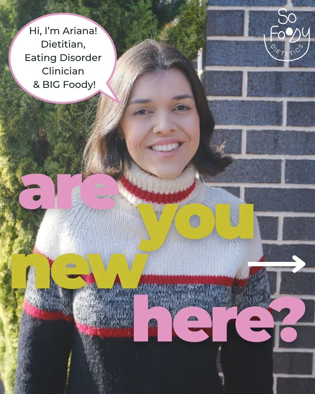 New around here? 👋 Welcome to So Foody Dietetics!! 
Thought I&rsquo;d do a little intro for anyone new. 
I&rsquo;m Ariana, a dietitian &amp; Greek foody very passionate about helping people find a flexible and safe relationship with food. 

Stick ar