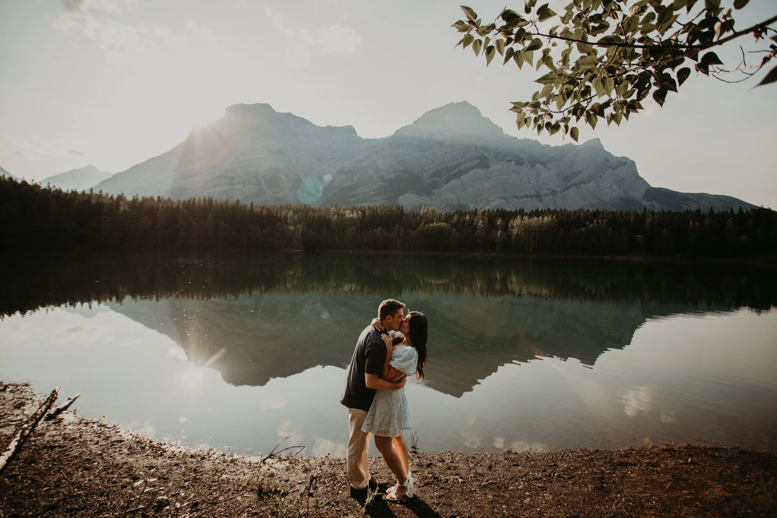 Golden Hour Engagement Session at Wedge Pond, Kananaskis