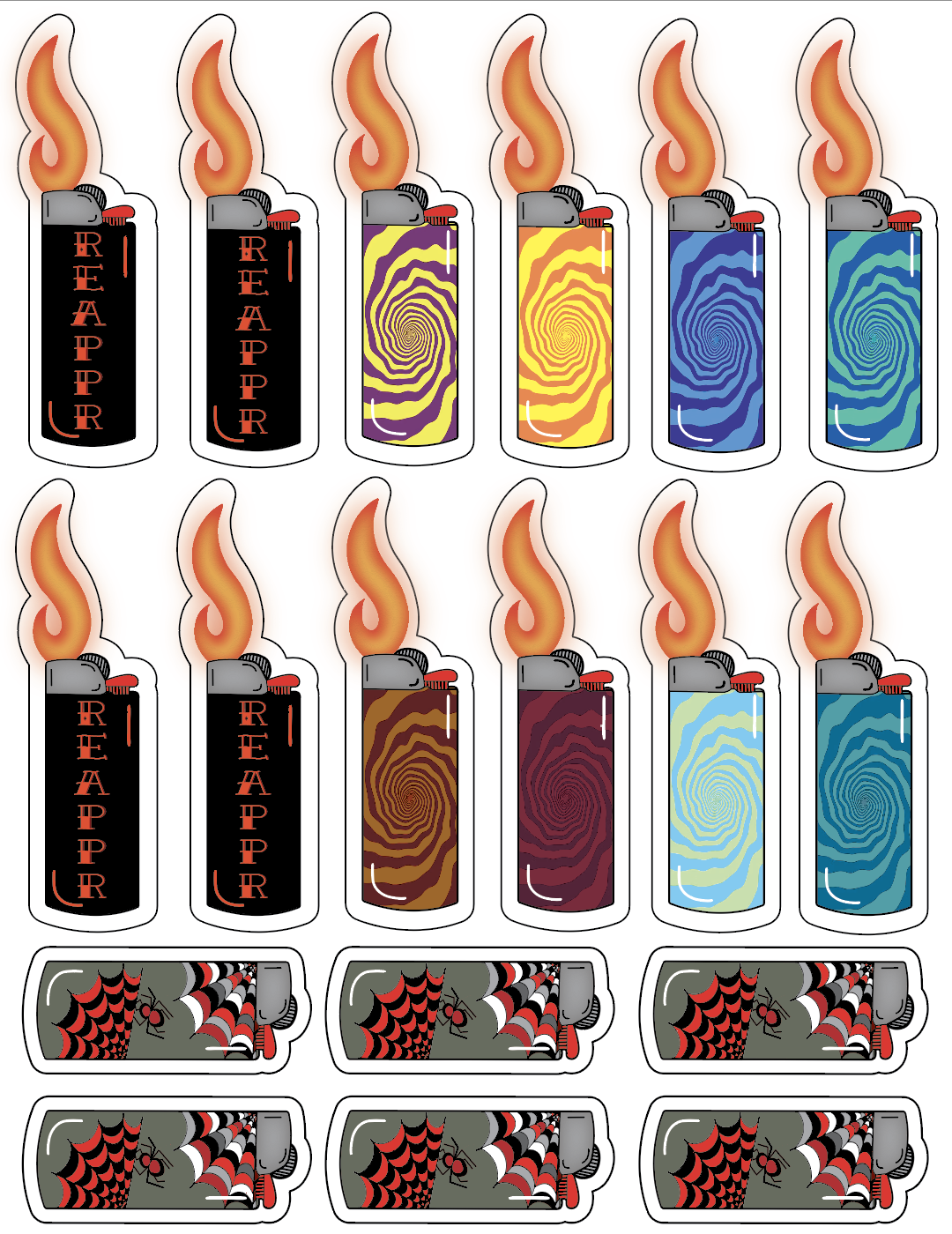 Lighters with and without flames