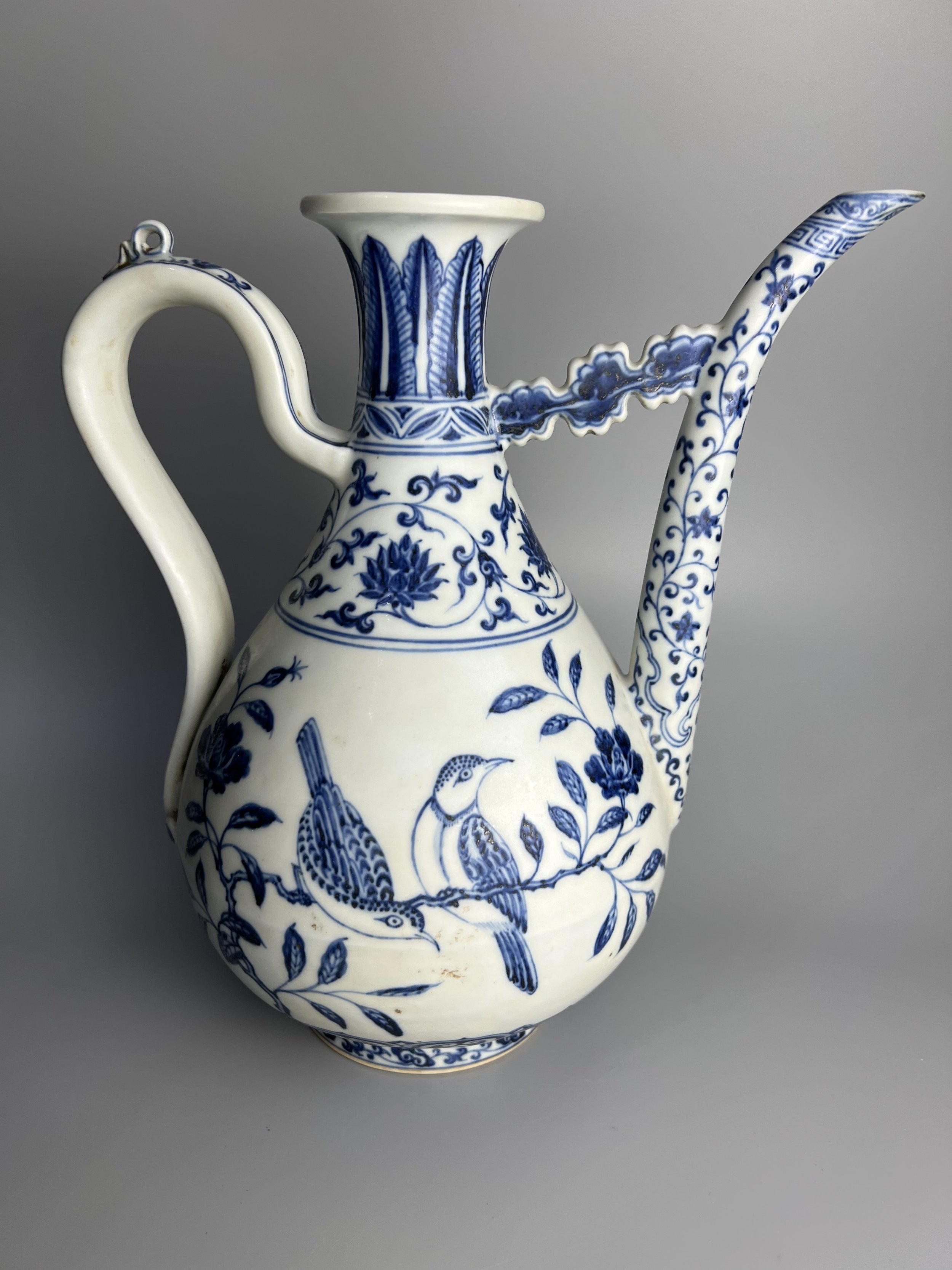 A Blue-and-White ‘Birds-and-Flowers’ Ewer, Yongle Mark and Period