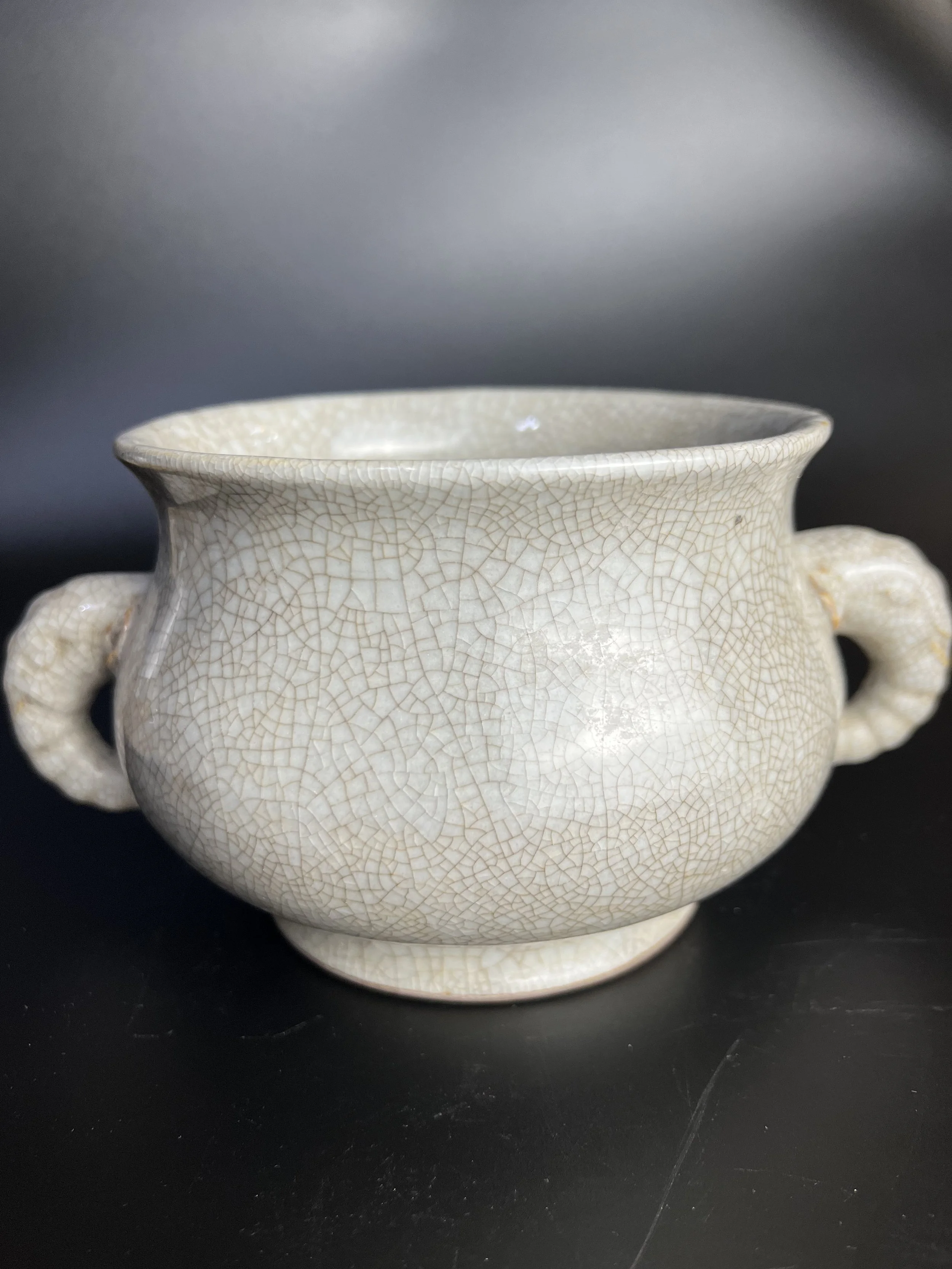 A ‘Ge’-Type Glazed Censer with Elephant-Head Handles, Chenghua Mark and Period