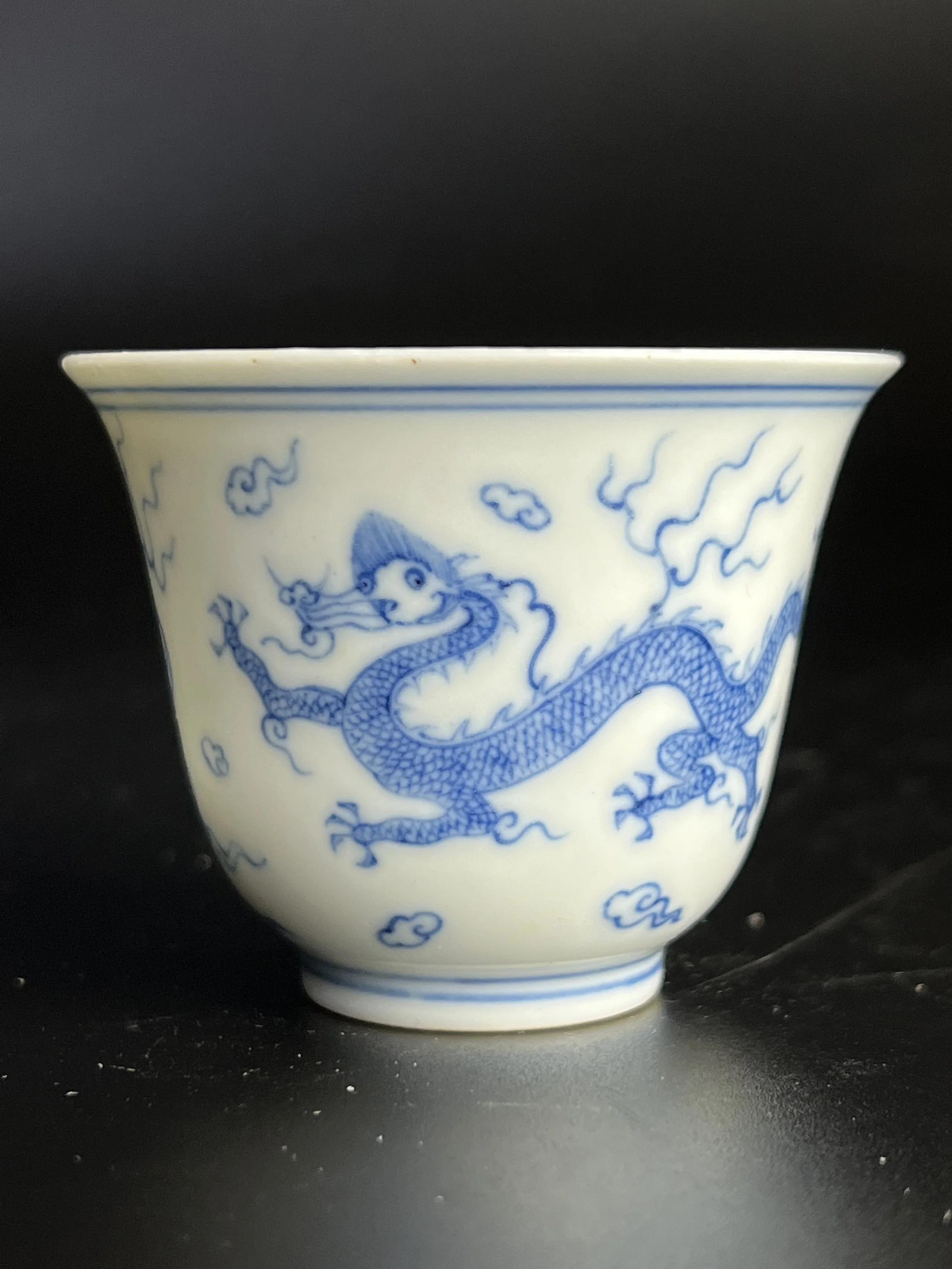 Ming Chenghua Blue-and-White “Cloud and Dragon” Eggshell Cup