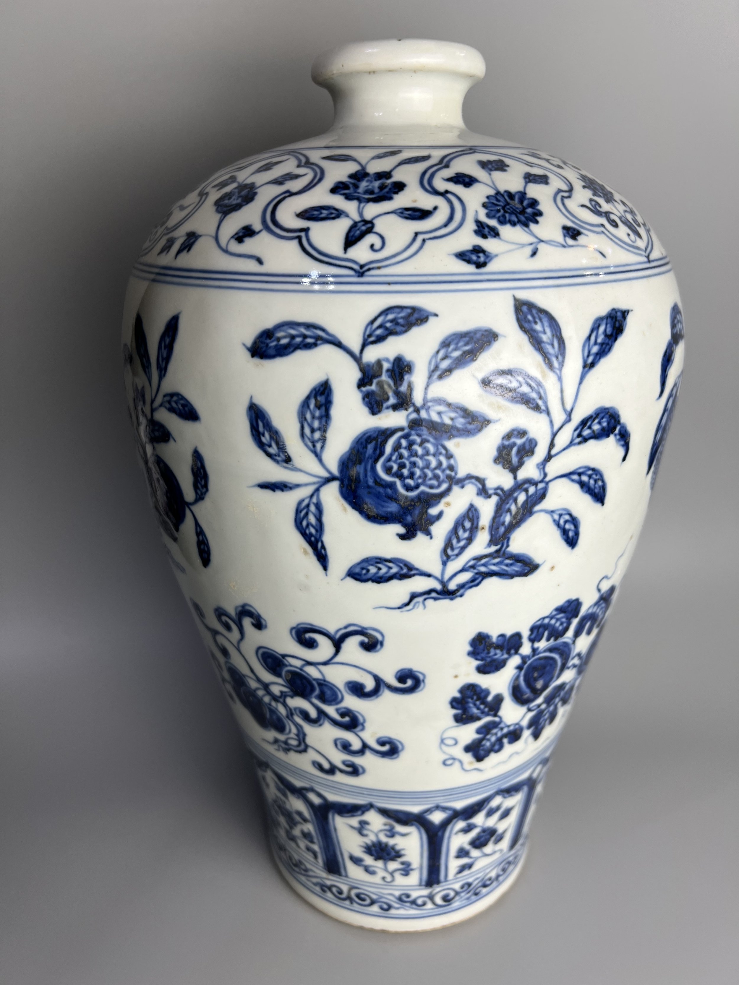 A Large Blue-and-White 'Prunus' Vase with Flower and Fruit Sprays, Yongle Mark and Period