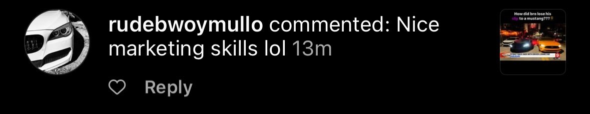 Screenshot of social media comment and thumbnail of a traffic crash involving a black car, a silver car, and a yellow car with police lights at night.