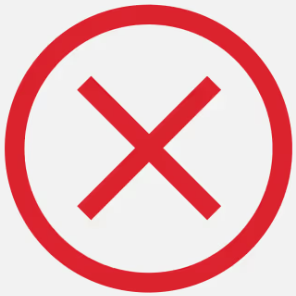 Red X indicating a disadvantage of glasses ear hooks.
