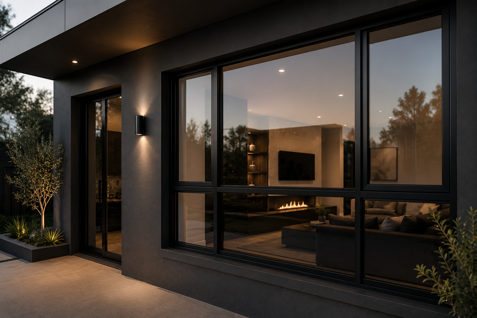 Black aluminium frame windows installed in Melbourne