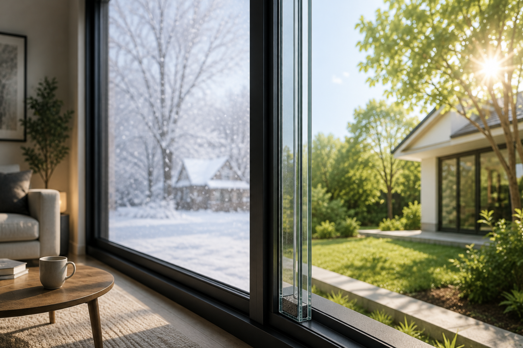 Double glazed window providing year-round insulation in a Melbourne home