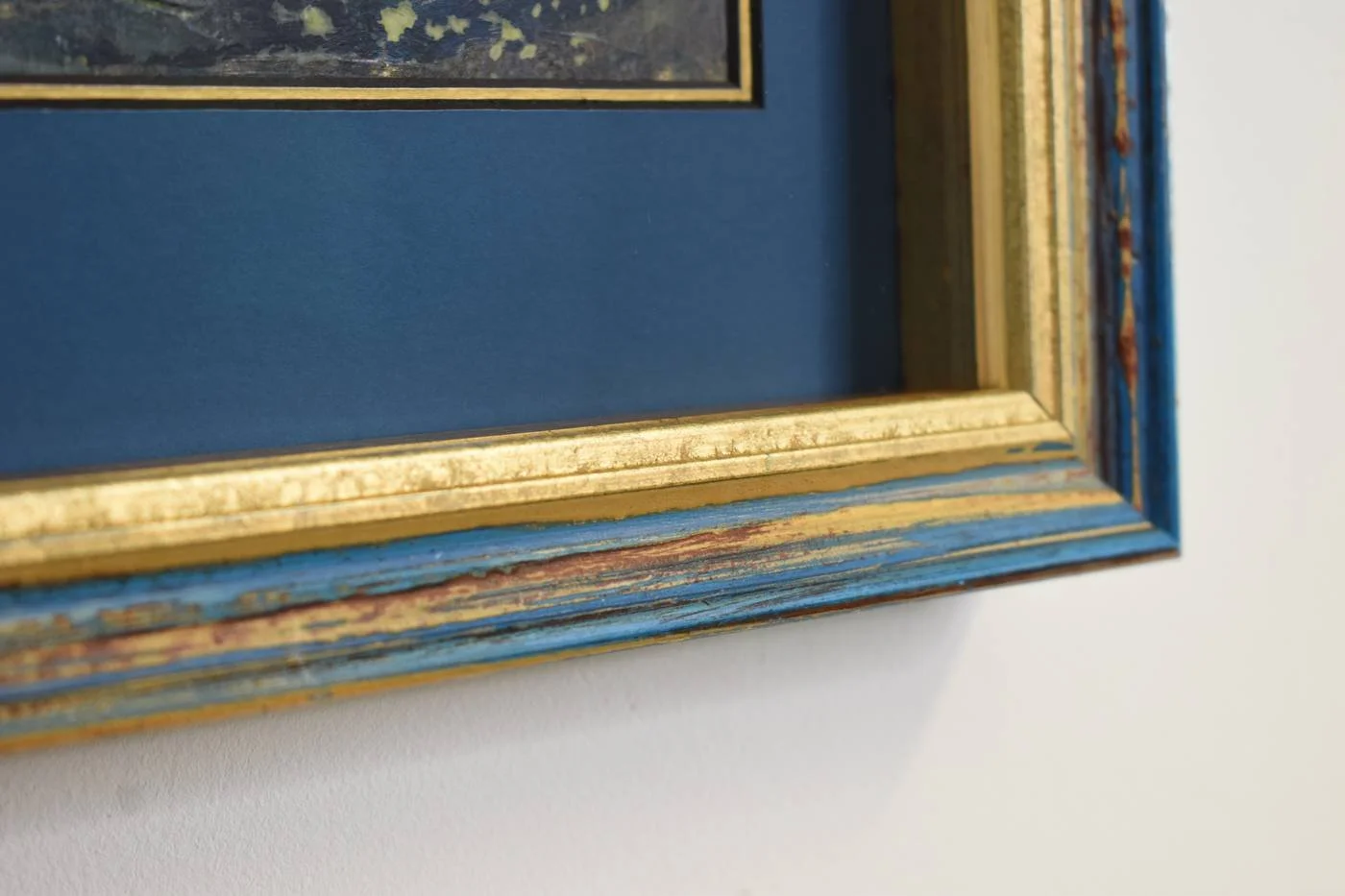 Fine Art Framing — Blue and gold frame detail to add contrast, depth and personality.