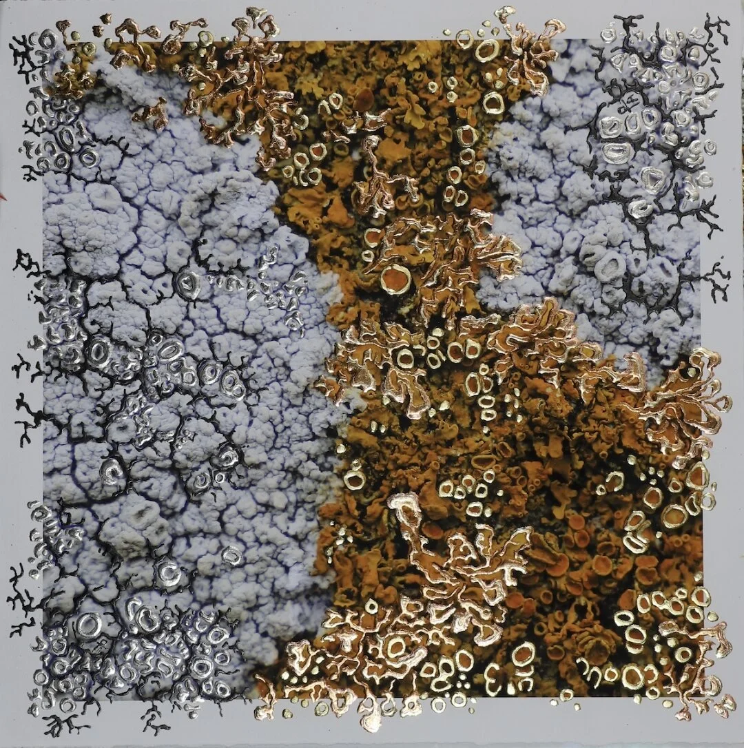 The Space Between | 46 x 46 cm | Mixed media with hand-applied metal