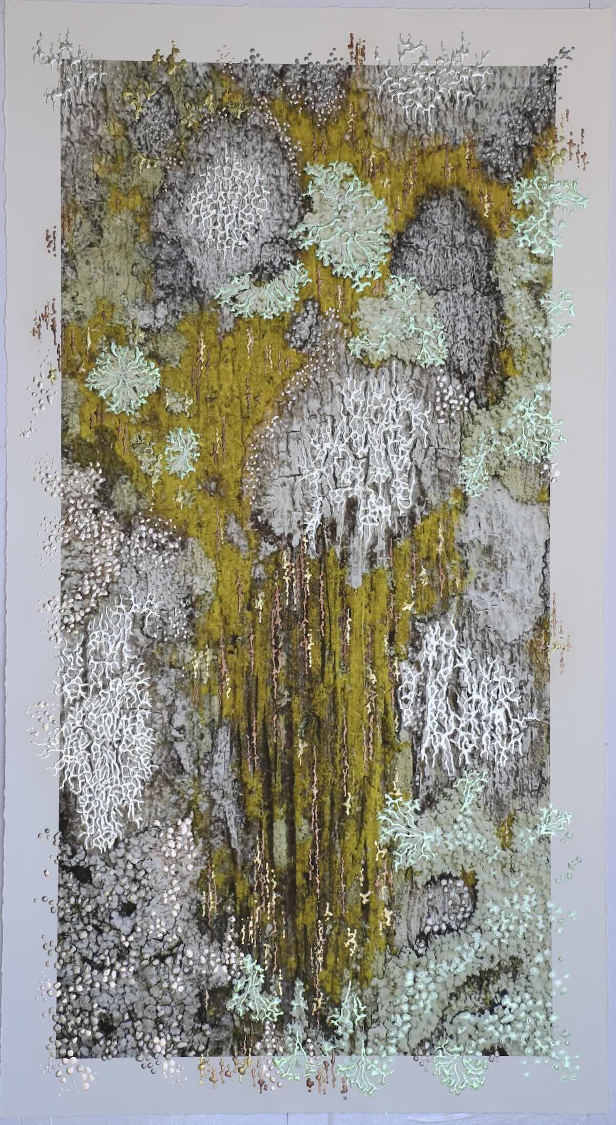 In Water I Flow | 55 x 91 cm | Mixed media with hand-applied metal leaf