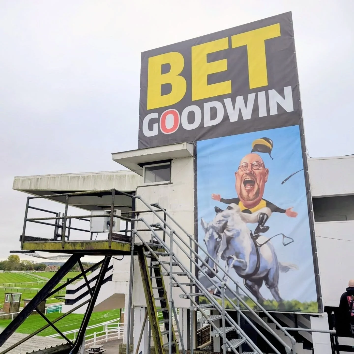 Back at @plumptonracecourse this week - hanging this monster of a banner at over 8m high! 

No job is too big (or tall) for us 💪🏻
(48m Bronto Lift required of course!)

#workingatheight #voodoographics #banner #bigbanner #signage #plumptonracecours