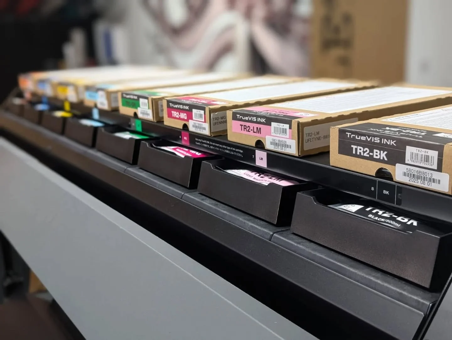 Every job we produce starts right here.

Our printer is pretty much the life-force of the place. It&rsquo;s always running in the background, working away.

Inks lined up.
Files loaded.
Ready to print.

Without this beast, none of the graphics, wraps