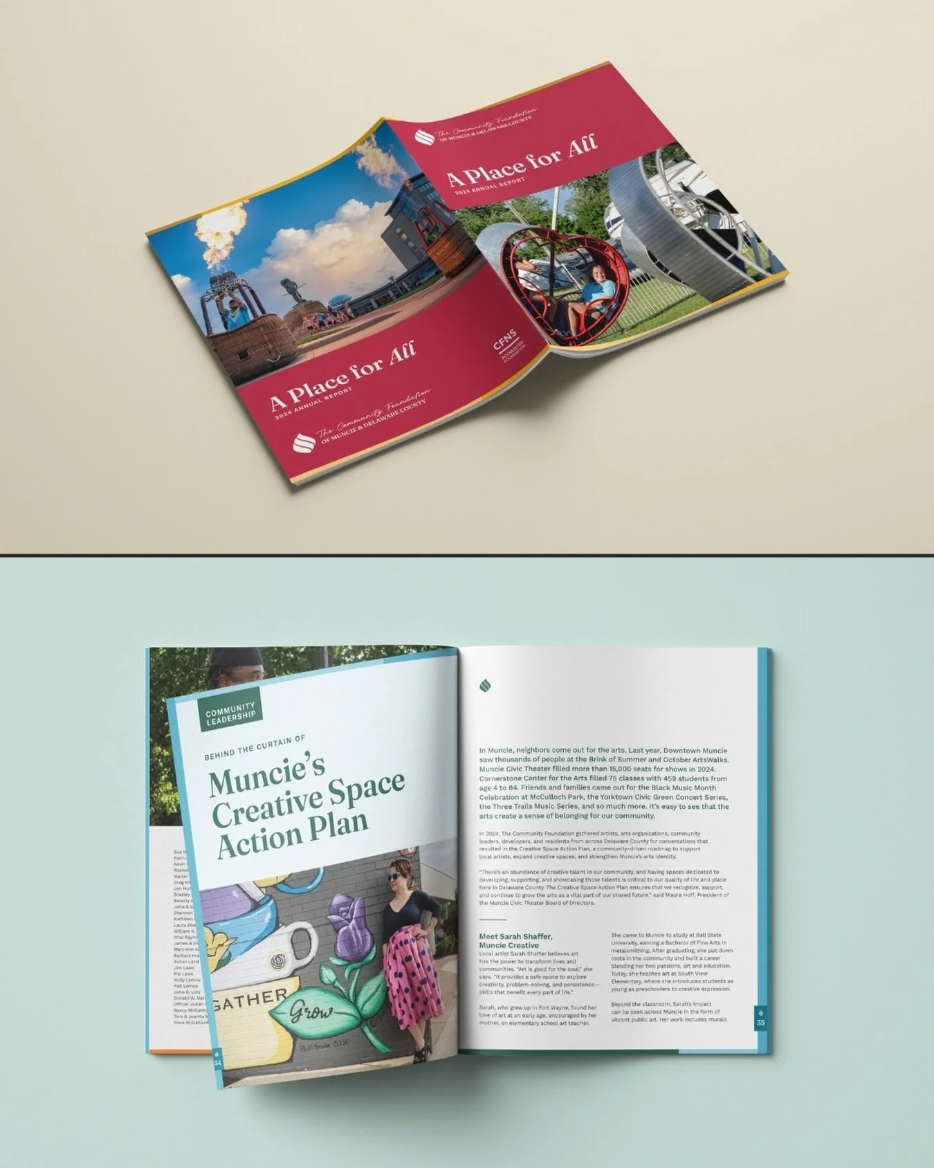 For the past few years, one of our design project highlights has been working with The Community Foundation of Delaware County to design their annual report. Last year, the theme was Bold Visions, showcasing the impactful work the Foundation does in 