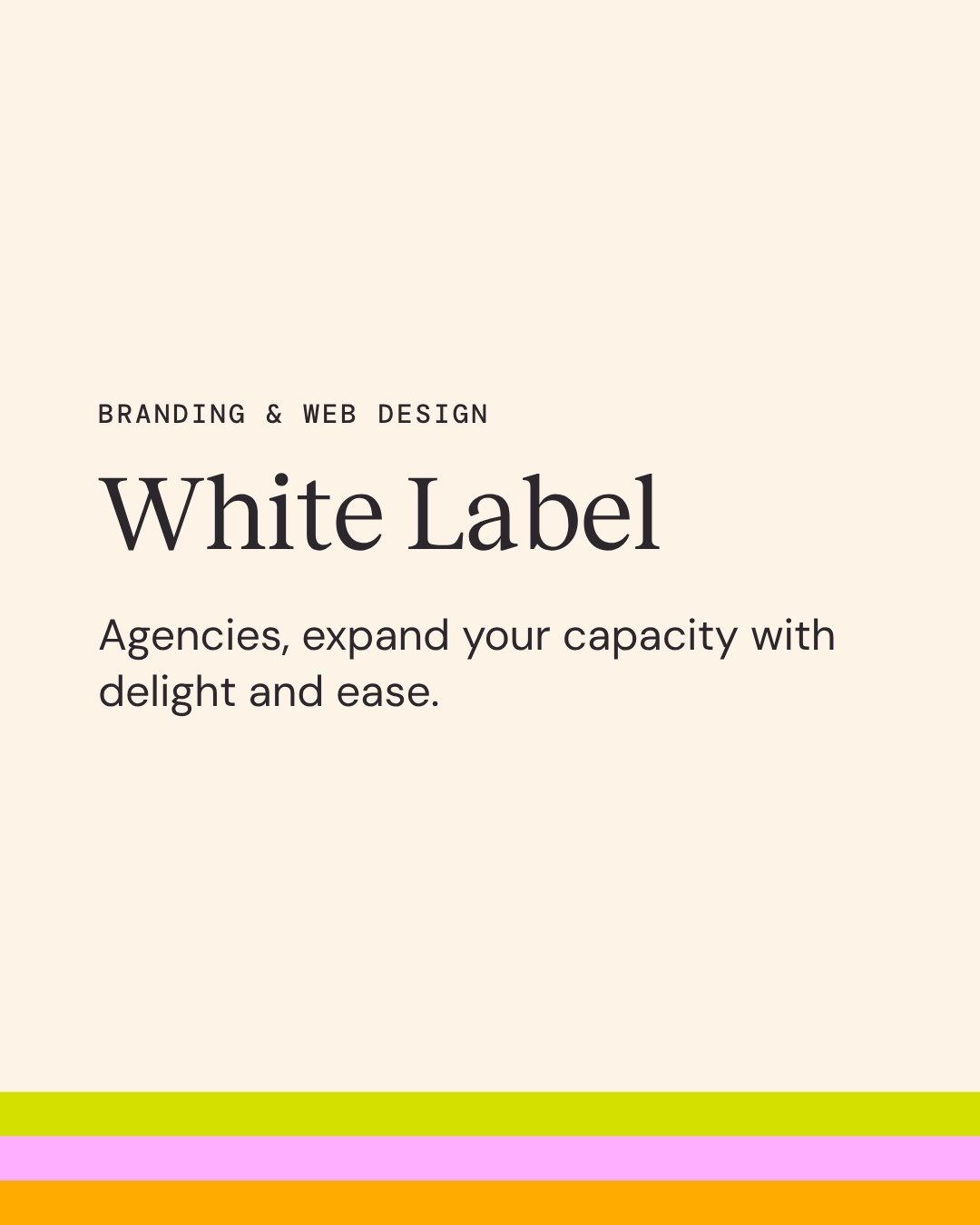 Calling all overworked agencies! Do you have more clients and inquiries than you can manage internally? We'd love to help! We provide white label services (brand, web design, web maintenance, and more) for agencies who need a little assistance gettin