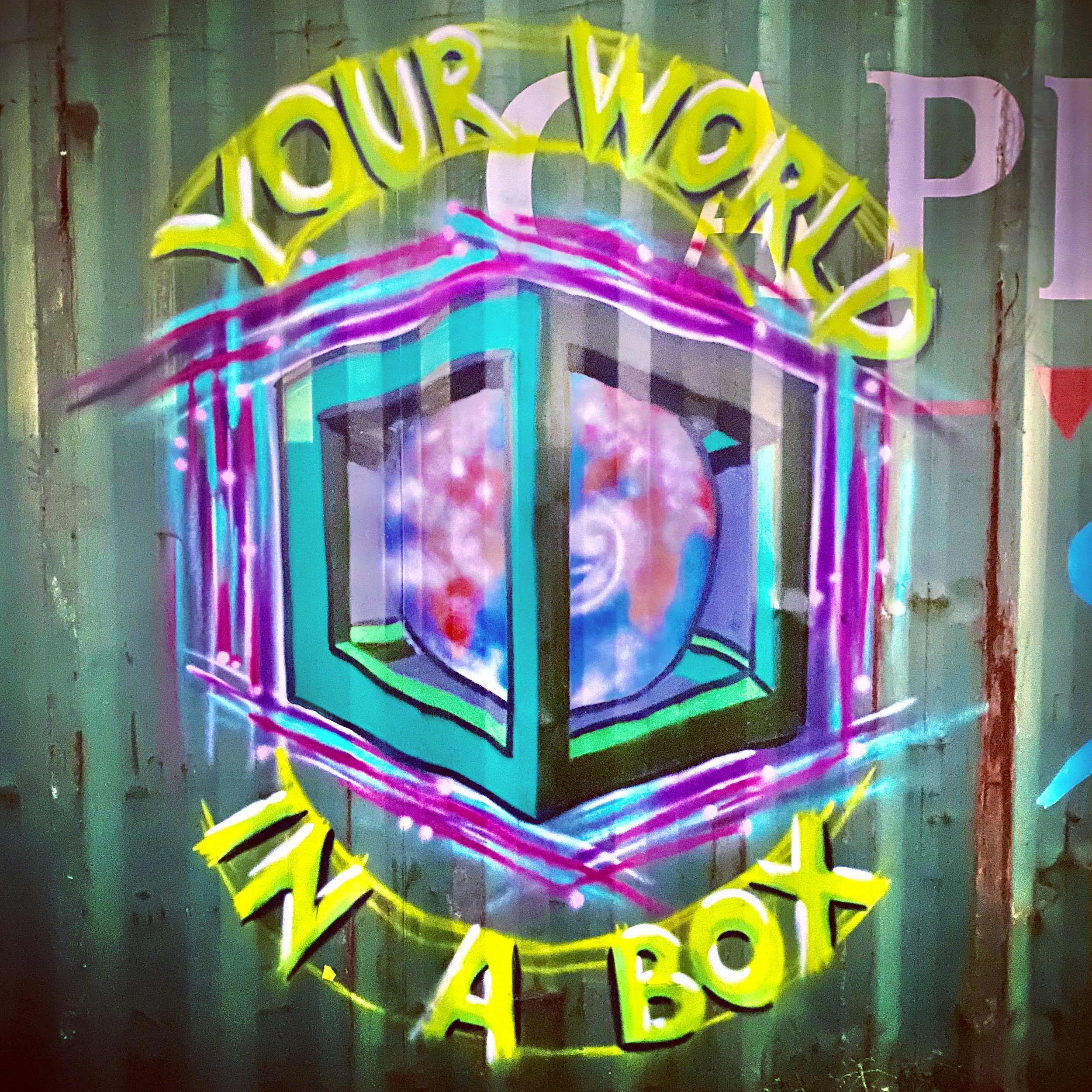 Your World in a Box, 6ft x 8ft, One artist, Single day, Spray paint, 2019
