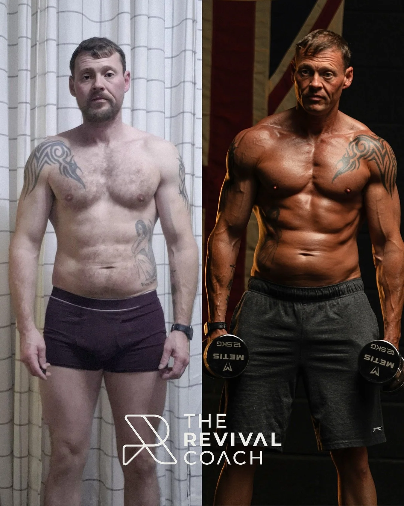 The scale didn&rsquo;t move. His life did.

Look at the photo again.

Arms that are actually bulging. 
Shoulders that look strong and solid. 
A frame that&rsquo;s been completely rebuilt.

This is what happens when you stop obsessing over the scale a