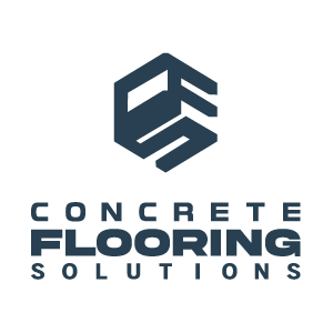 Logo for Concrete Flooring Solutions featuring a stylized 3D cube with the company name beneath.