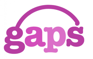 GAP logo in purple and pink colors