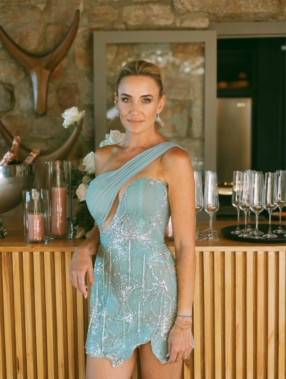 BEAUTIFUL BEACH BIRTHDAYS 🐚🐚🐚

Natalie&rsquo;s birthday dress was inspired by the ocean, which is the place that sets her soul on Fire ! 

Loved working on this Surprise dress for you @nataliethorpe17 , complete with Beaded fringes dancing as you 