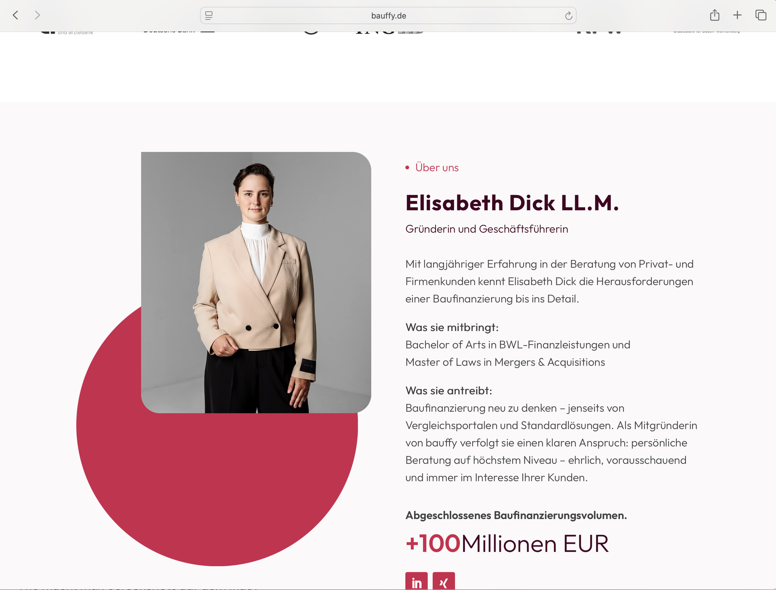Webseite von Elisabeth Dick mit Fotos von Lisa Krieg Fotografie