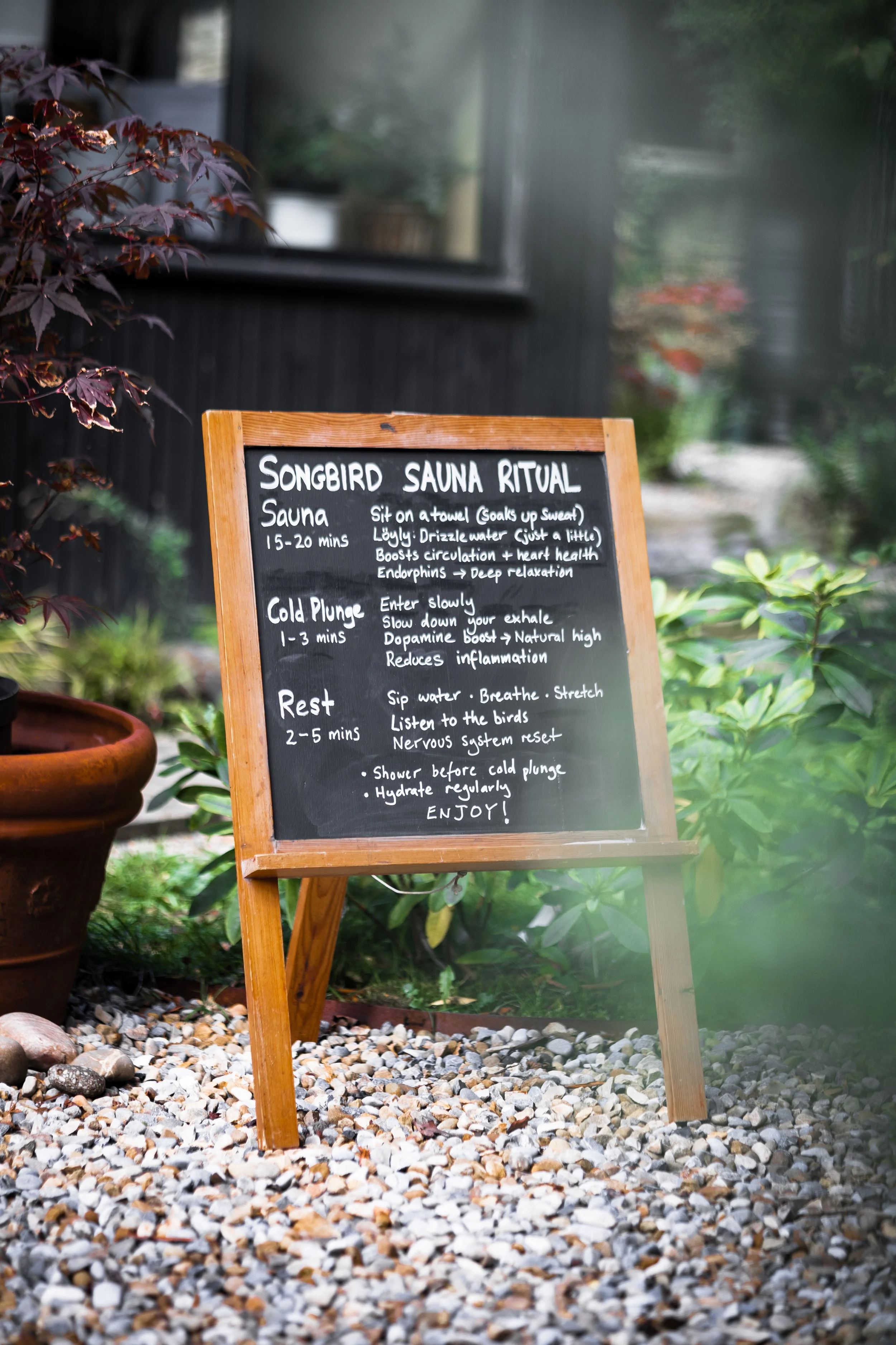 Sauna Rituals chalk board