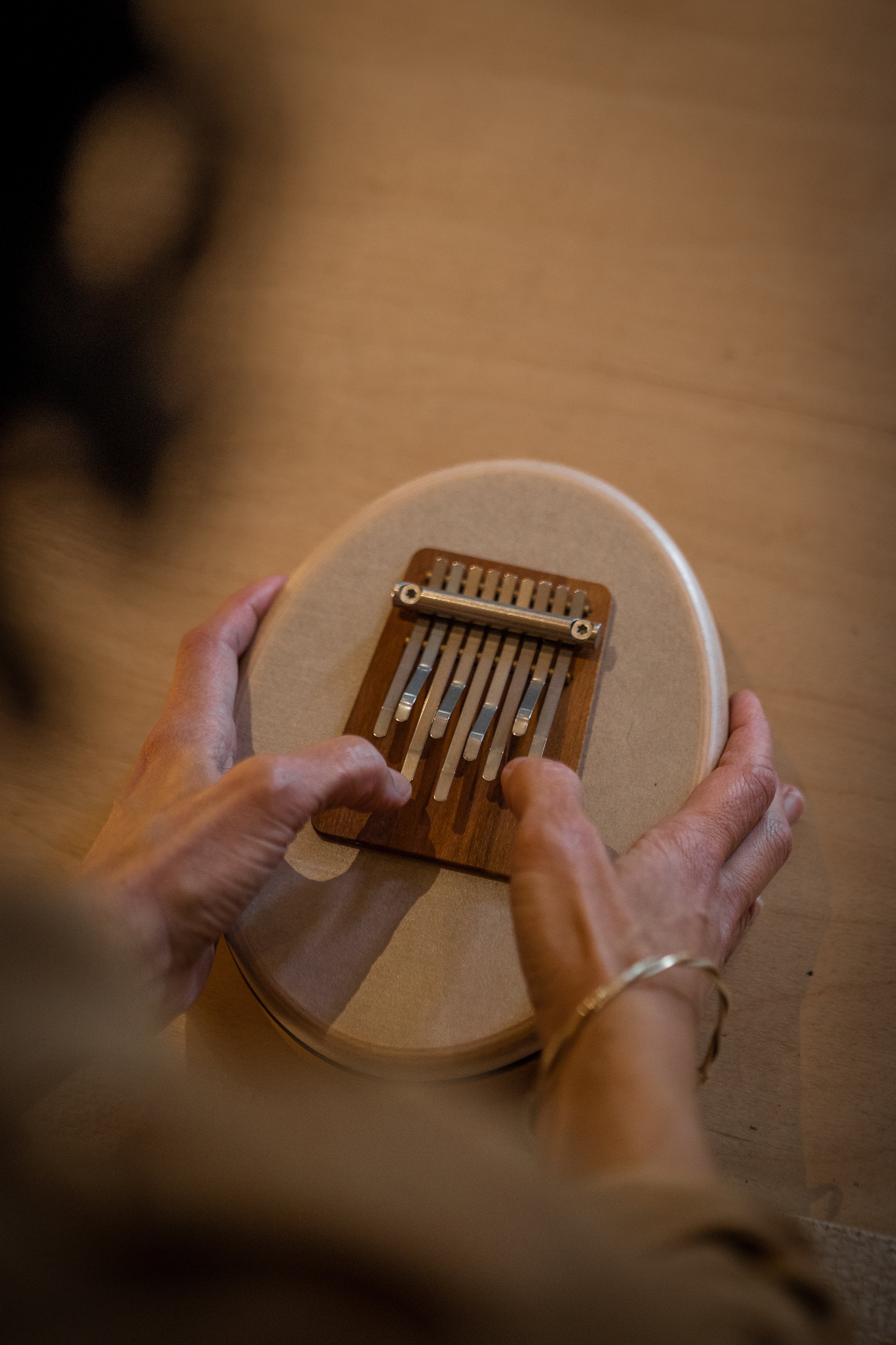 Kalimba finger piano being played
