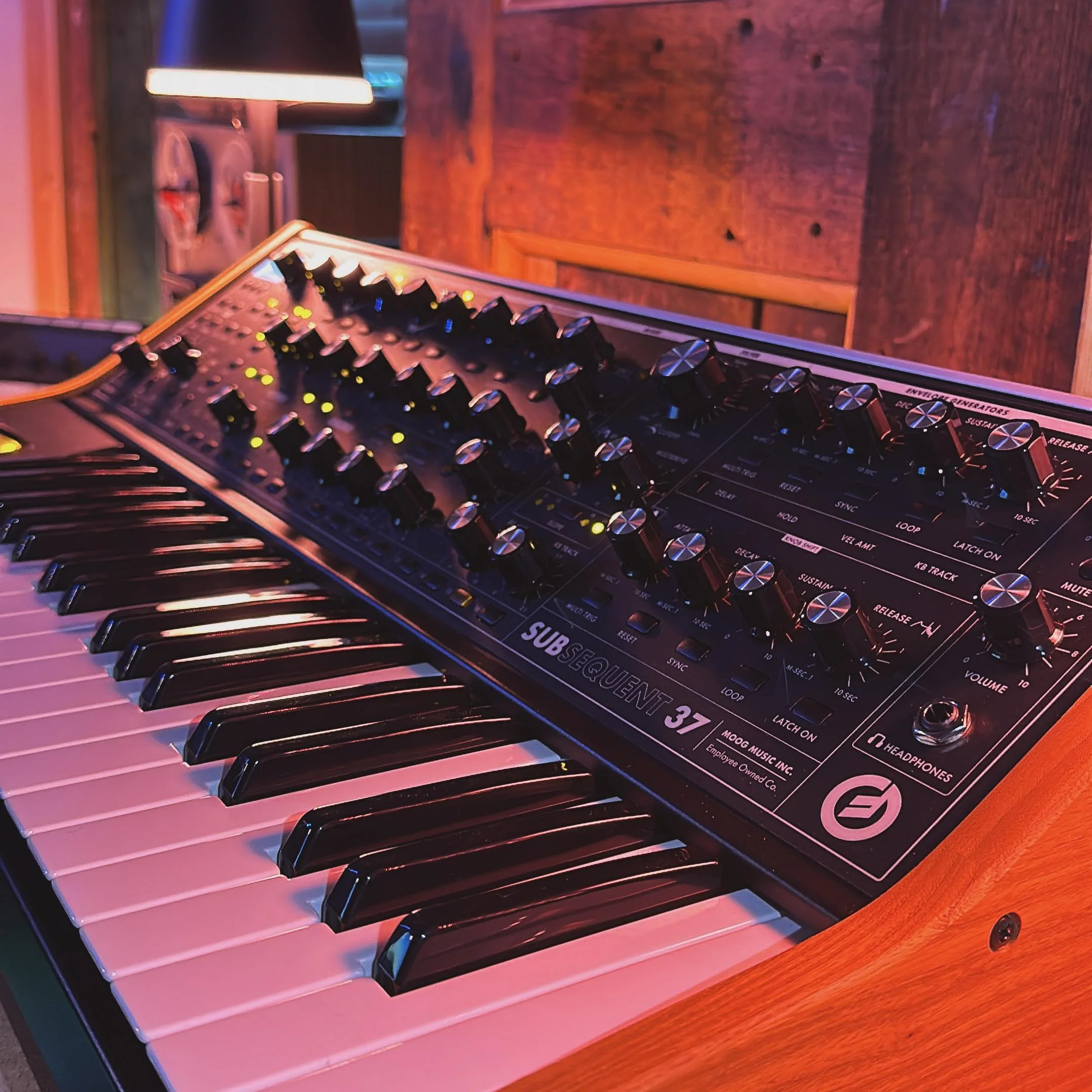 We got this new beautiful synth today. The Subsequent 37. This is just one of our incredible versatile instruments available to use on any of the tracks here at the studio! #moog #synth #musicstudio #studio #recording @moogsynthesizers @harrison_perk