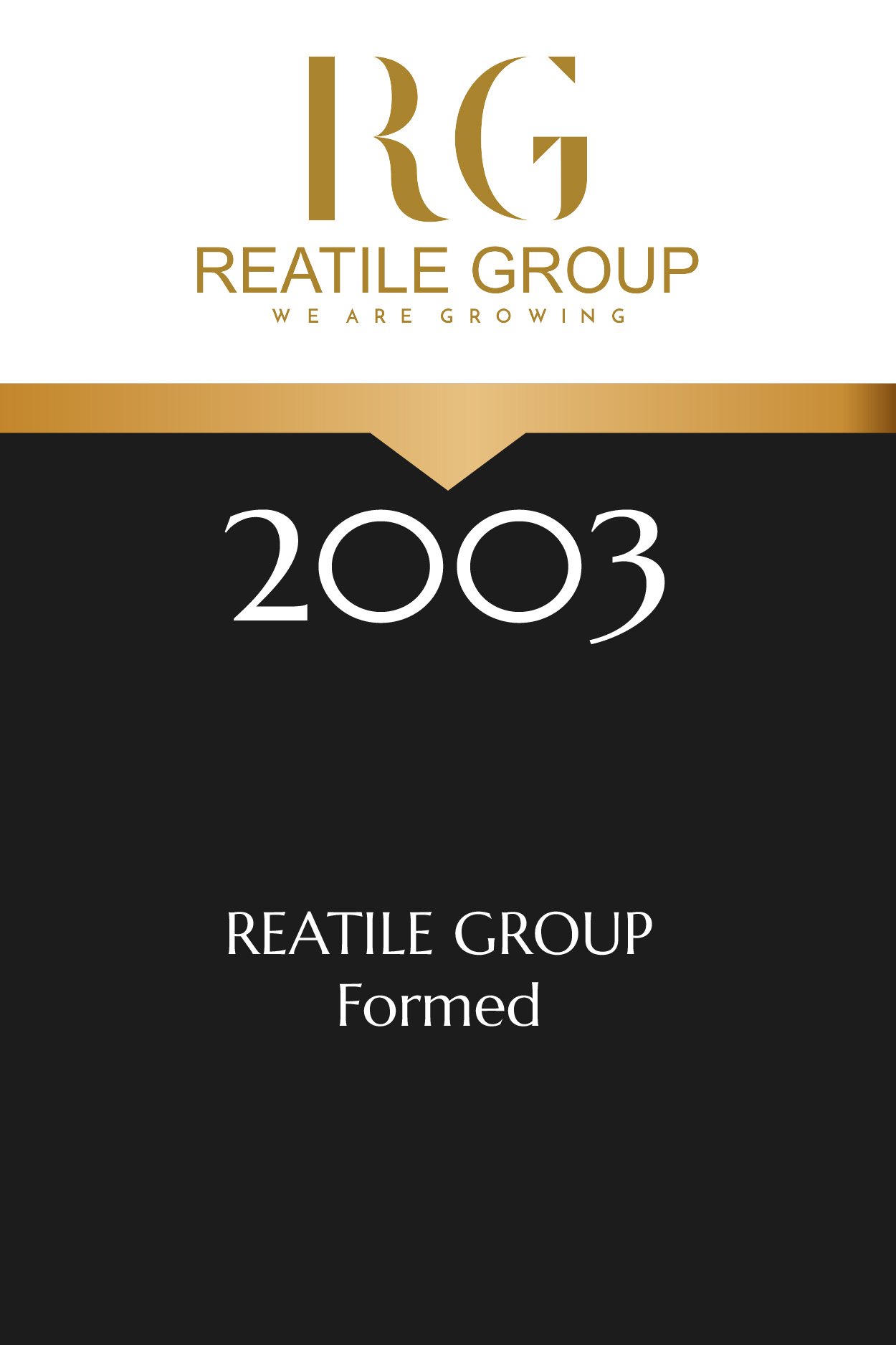 Reatile Group logo with the text '2003' and 'Formed' beneath it.