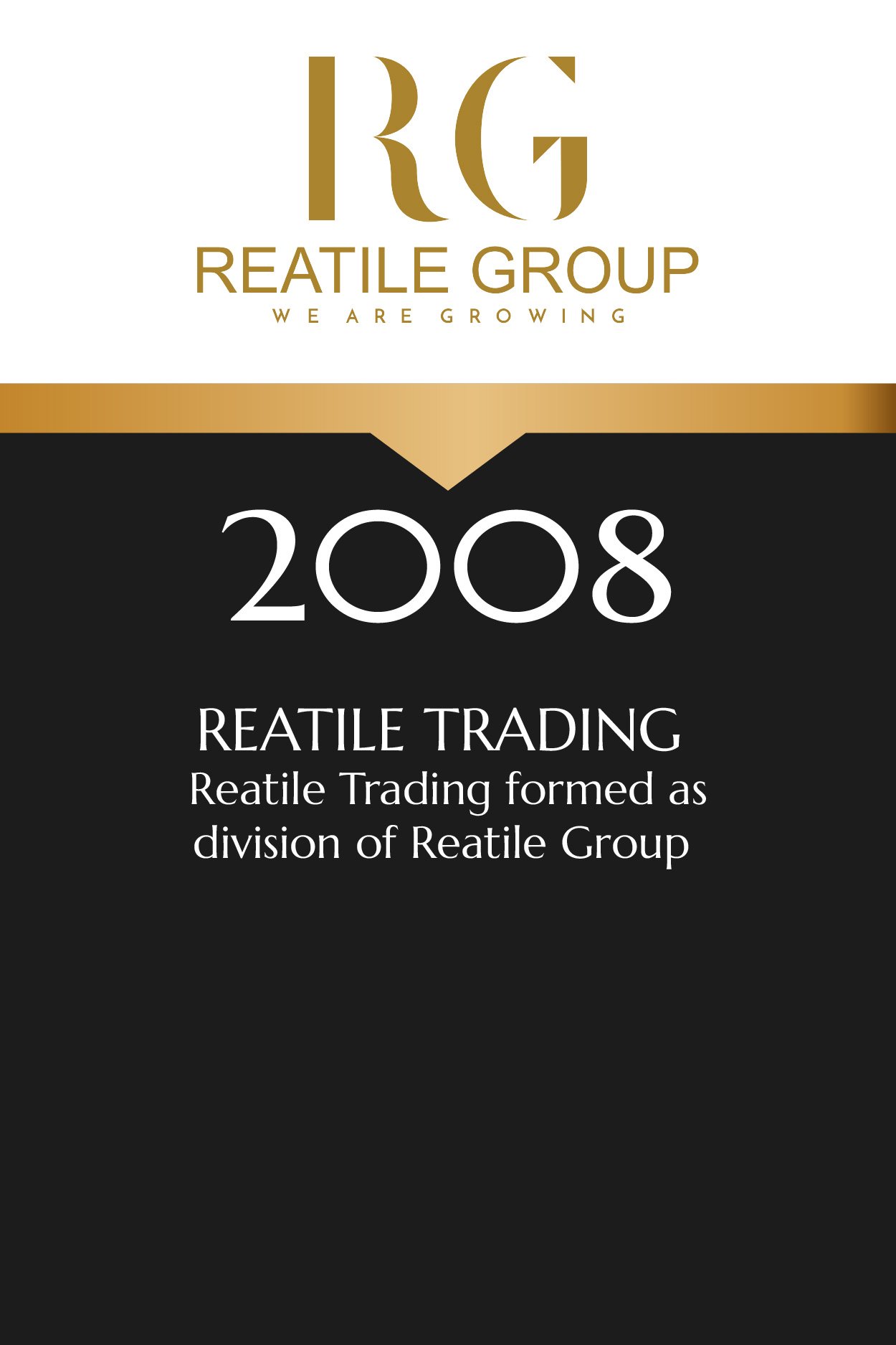 A commemorative plaque from Reatile Group, marking the formation of Reatile Trading in 2008.