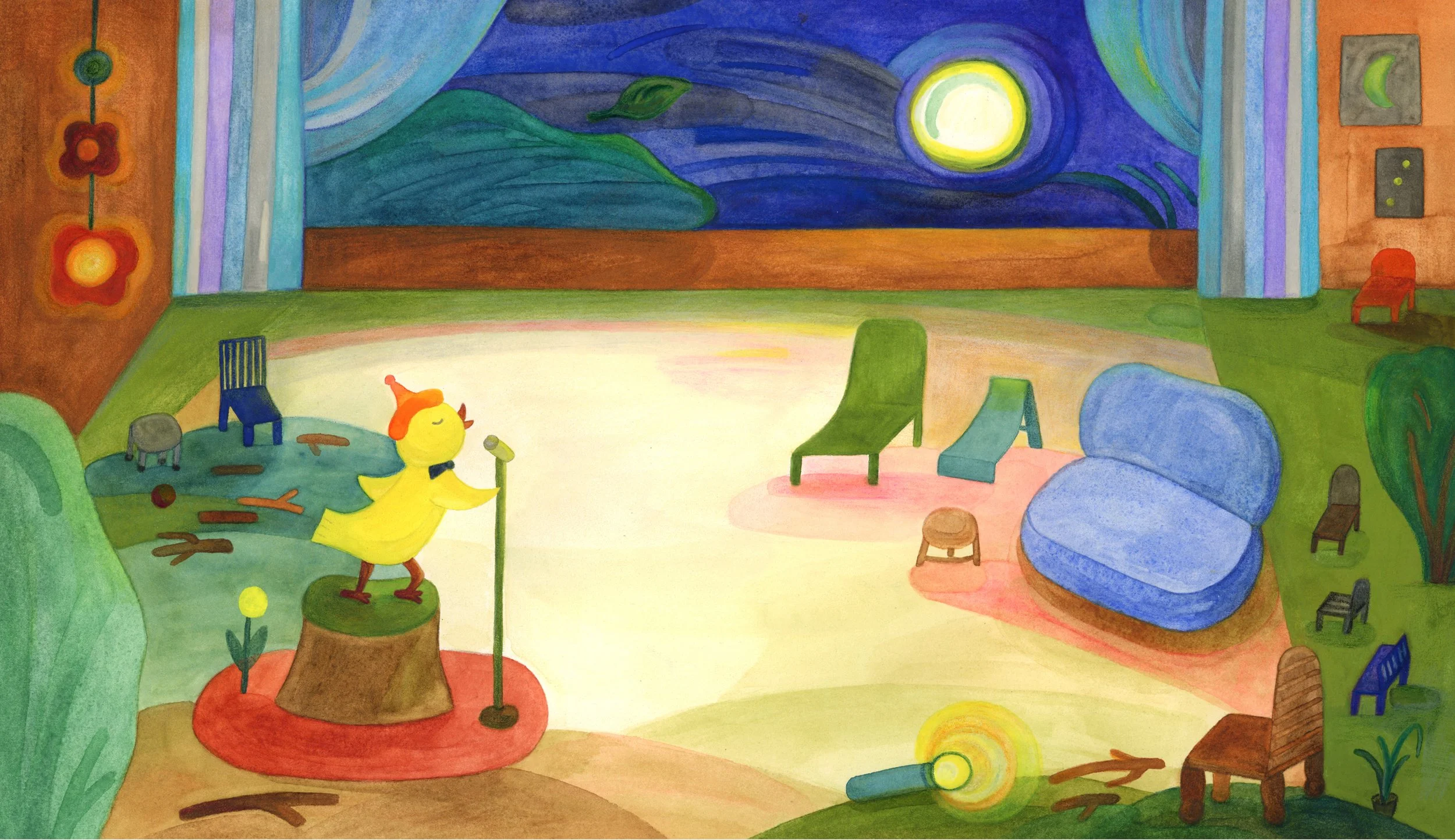 A great stage under the moonlight