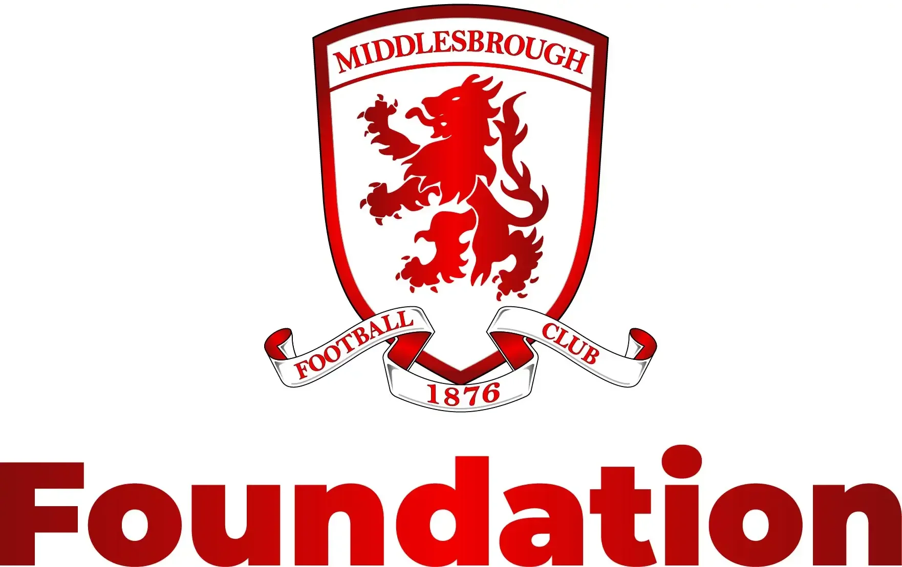 Logo of Middlesbrough Football Club featuring a red lion on a shield with a banner reading 1876 and the text "Foundation" below.