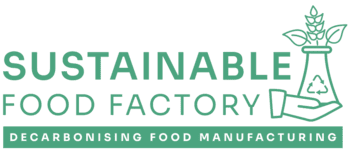 Sustainable Food Factory logo with text 'Decarbonising Food Manufacturing'