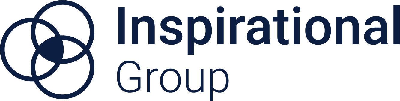 The logo of Inspiracional Group, featuring a dark blue interconnected circular design and the company's name in dark blue text.