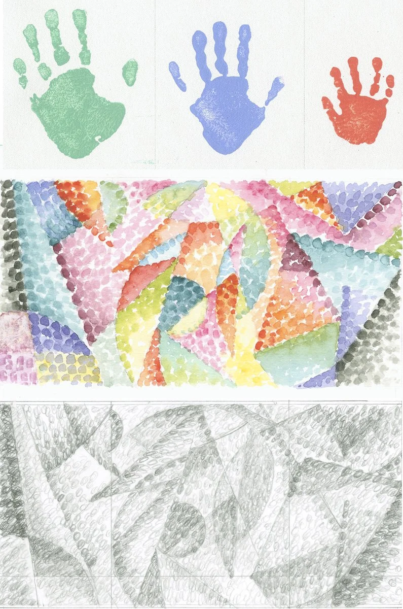 designs for orphism style kids handprint vibrant cubism mural