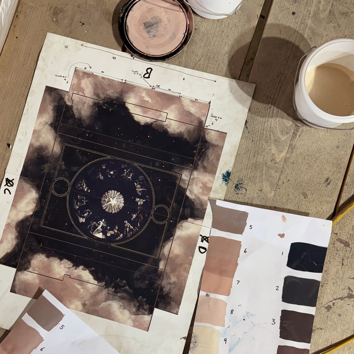painted night sky mural design tramp club