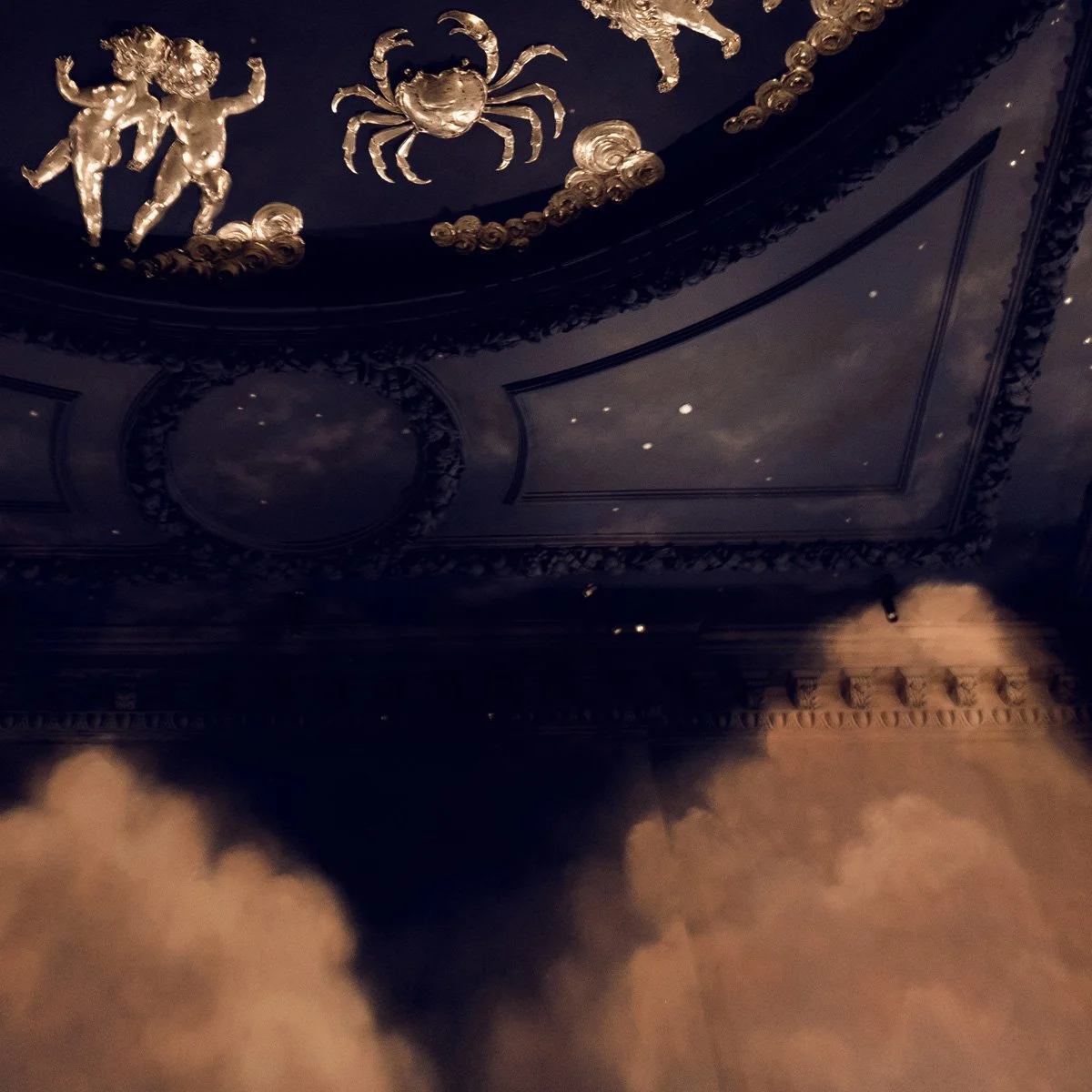 painted night sky mural gilded stars tramp club detail