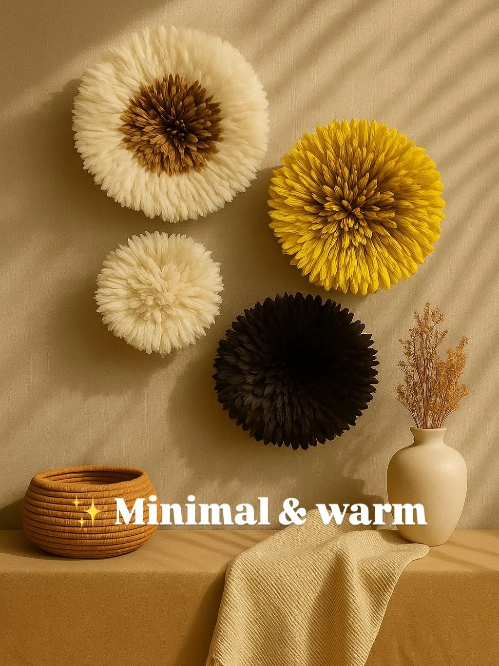✨ 3 ways to style your Jujuhat for a soft statement.  From minimal &amp; calm to bold &amp; vibrant, your juju hat can transform any space into a soulful, unique corner of your home 🌸
Layer your favorite shades and create a wall that feels like you
