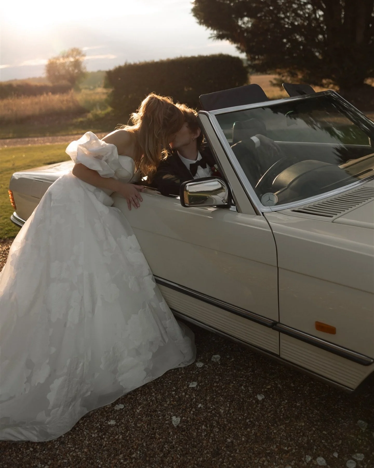 A few portraits of Charlotte &amp; Will from their dreamy wedding at @pentneyabbeyweddings and a moment for Charlotte&rsquo;s dad&rsquo;s car 💫