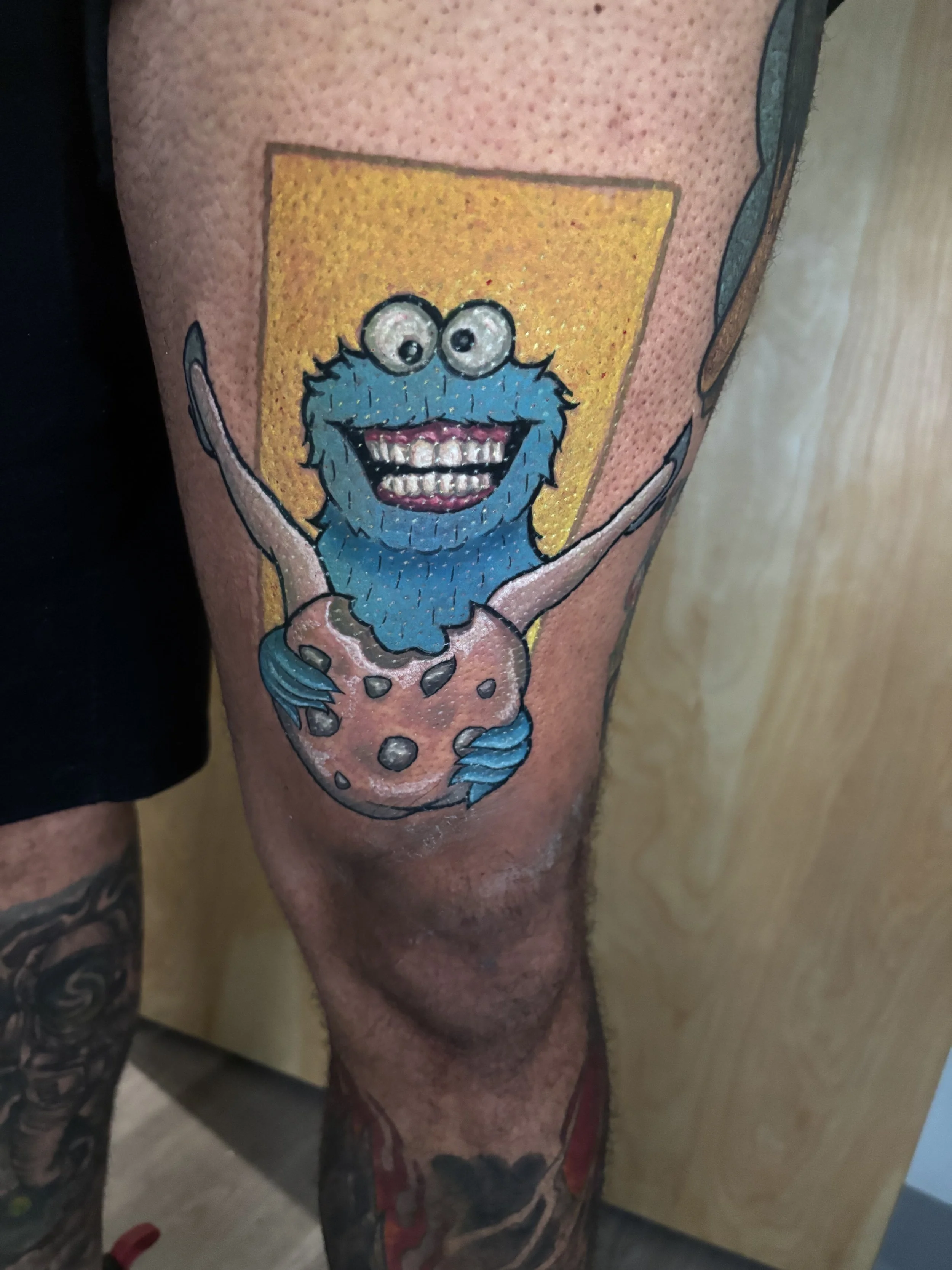 Hungry cookie Monster Color Tattoo