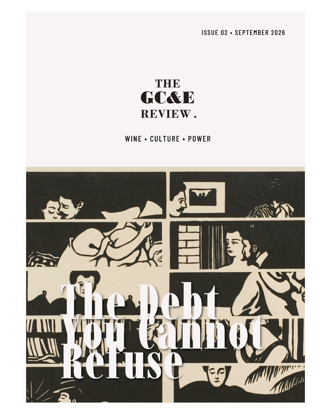 cover of issue 02, the gce review, the debt you cannot refuse, with print from vallotton