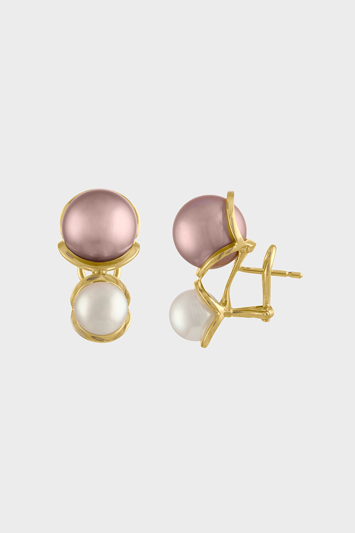 bare double pearl earrings
