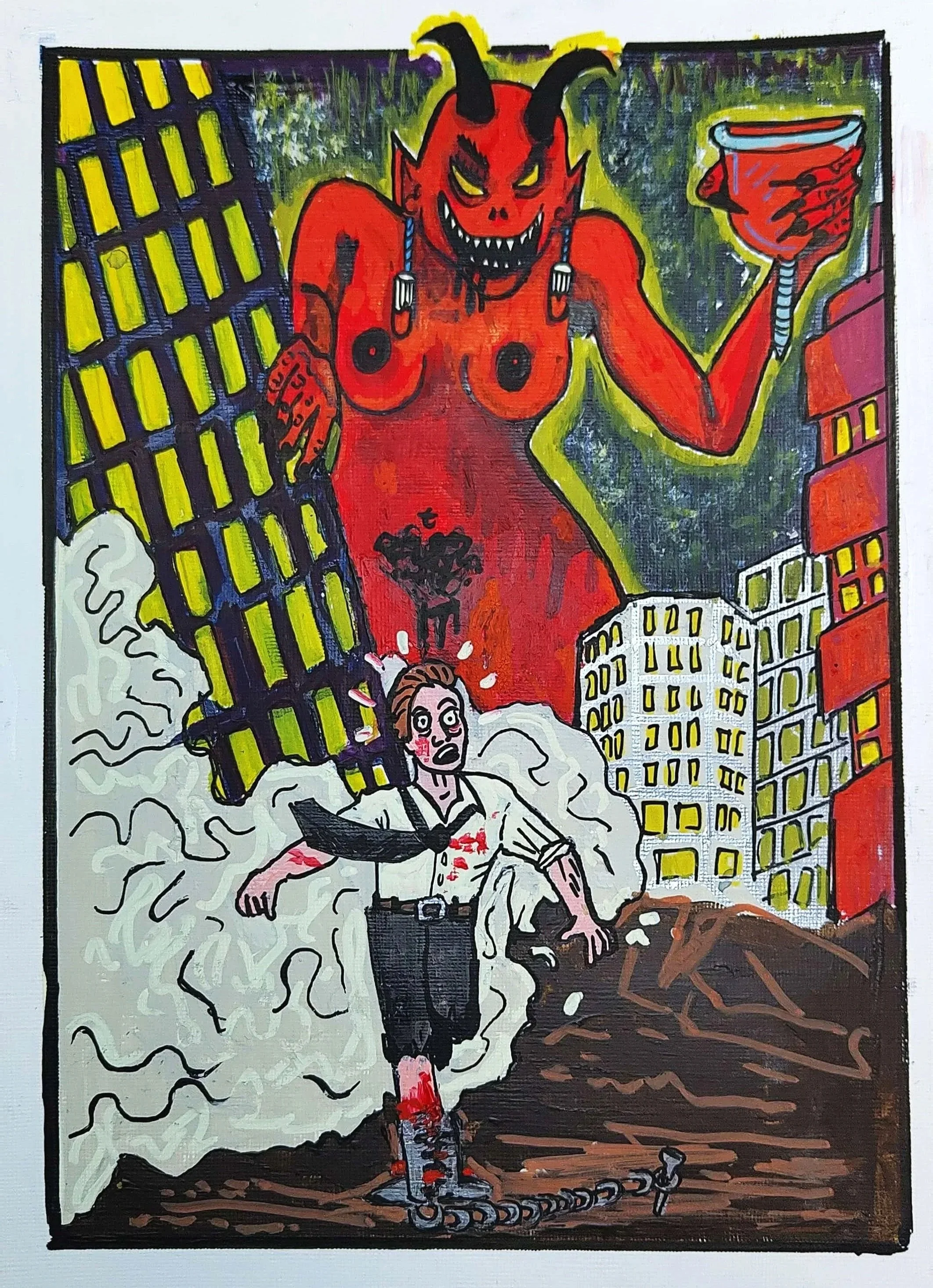 #2 SCARY - Trotytober 2025 - ink & acrylic on paper - 21x 29,7cm - Berlin (Germany)