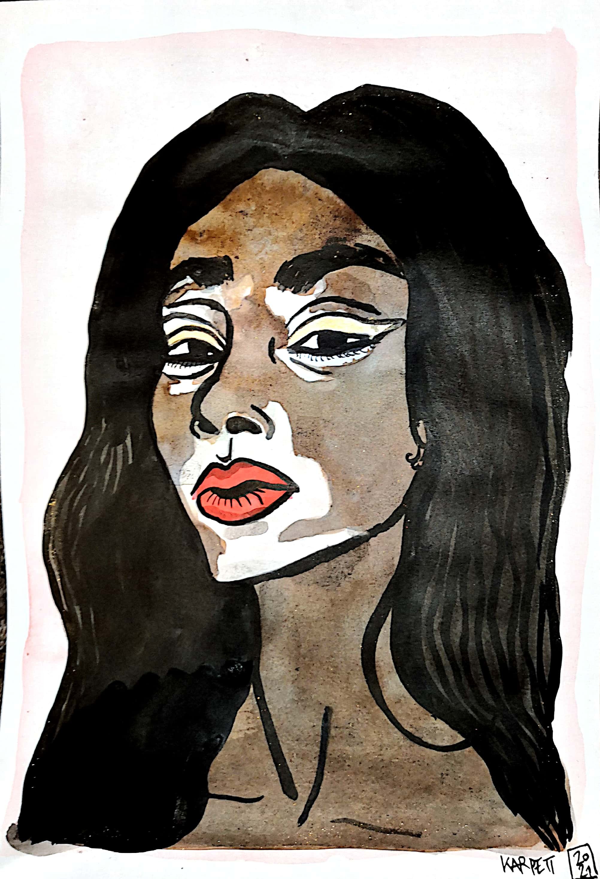 "Winnie Harlow" - 2021 - ink on paper - 21x29,7cm