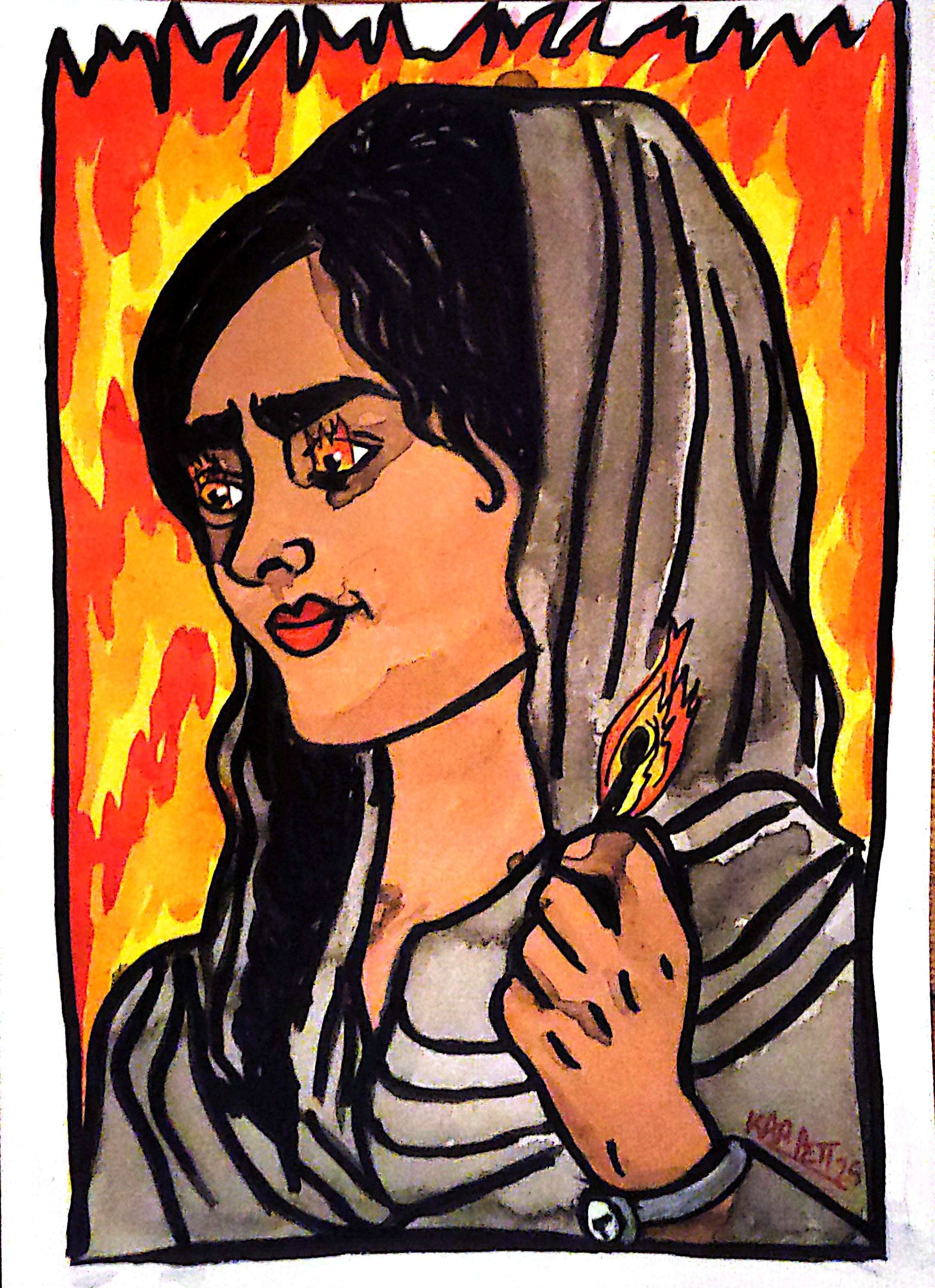 "Mahsa Amini" - 2025 - ink on paper - 21x29,7cm