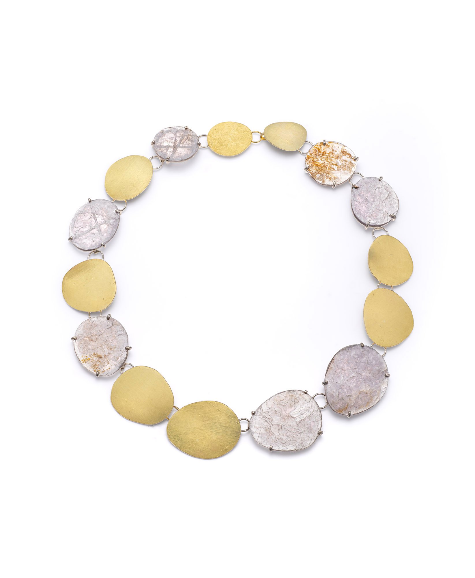 Alba | 2023, necklace, lepidolite mica, gold and silver