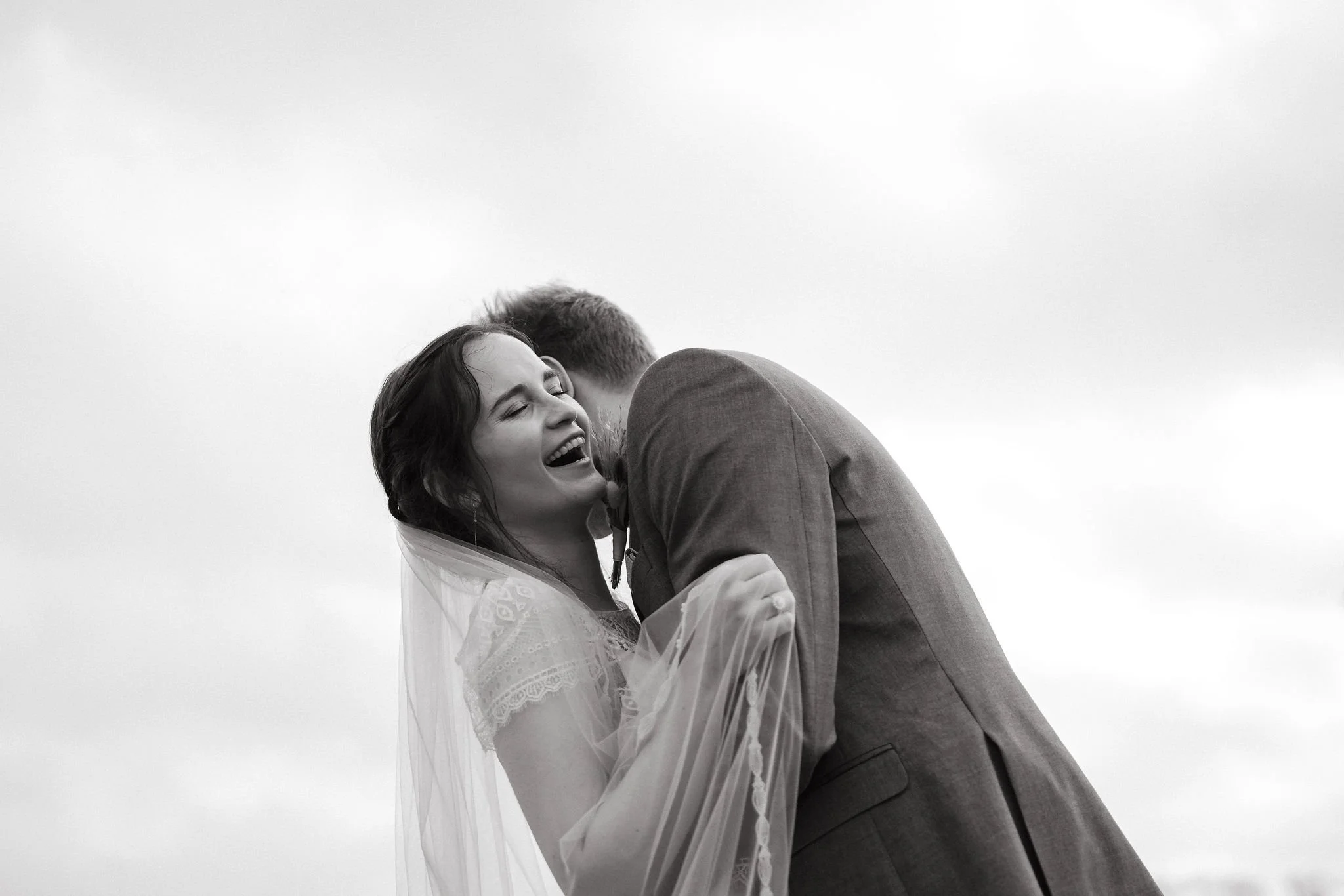 Destination wedding photographer Ghent, Belgium, just married couple laughing